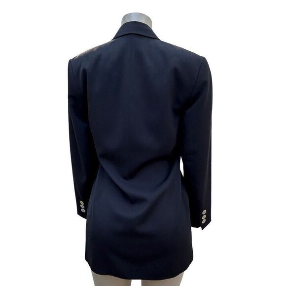 Saks Fifth Avenue Black Blazer Jacket Women's Medium Double Breasted Pure Wool - Picture 15 of 16